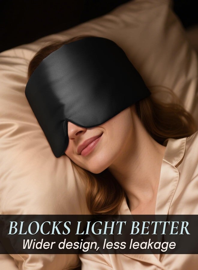 Zenssia Satin Sleep Mask for Women and Men, Lightweight Padded Eye Mask with Adjustable Strap, Comfort Blackout for Travel and Nap - Black - Image 2